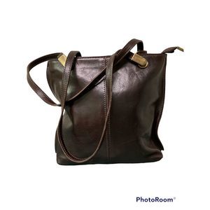 Made In Italy Genuine Leather Backpack Shoulder Bag Tote Vintage Brown